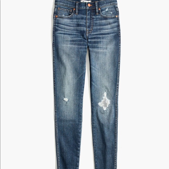 Madewell 9" High-rise Skinny Jeans In Allegra Wash: Rip And Repair, Sz 24 - Picture 3 of 16